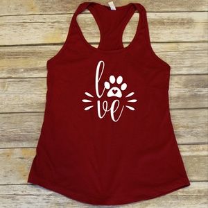 Paw Love - Love Dog - racerback tank top red